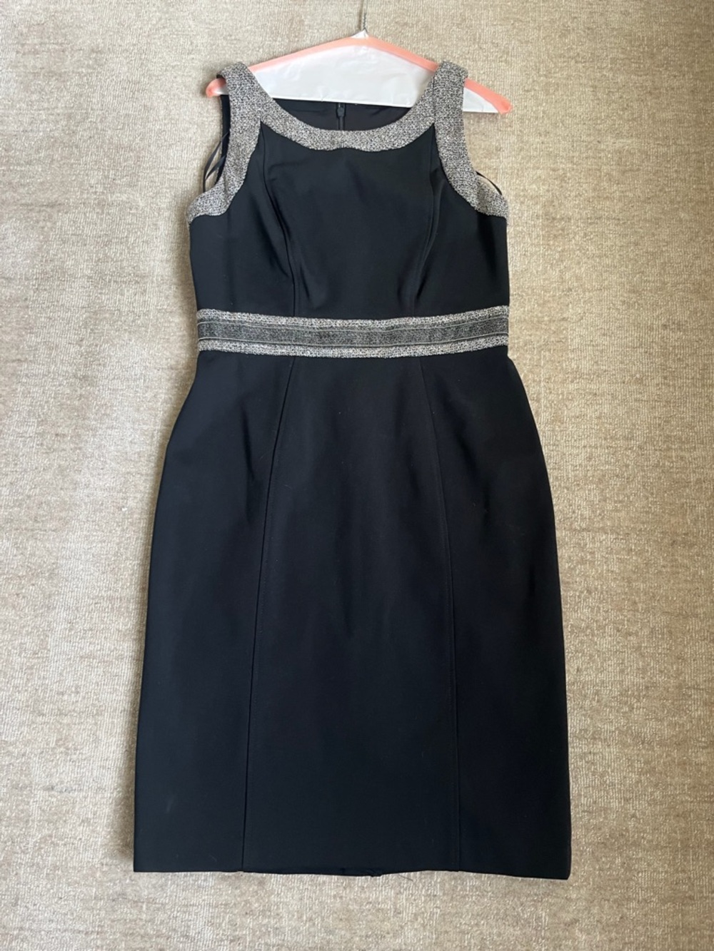 NWT White House Black Market Black Midi Dress with Silver Accents